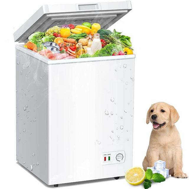 Chest Freezer, 3.5 Cu Ft Compact Deep Freezer With Fast Cooling & Convenient Wheels, Nice For Kitchen/Office/Small Room, Small Freezer With Low Noise & Energy Saving, White