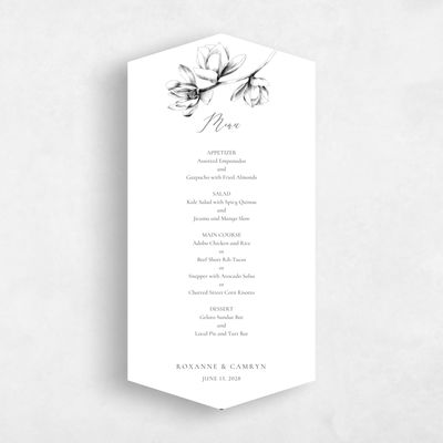 White Diamond Wedding Menu - Novela