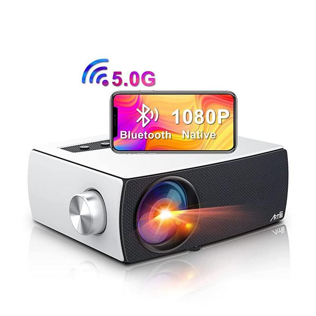 Artlii Enjoy 3 Portable 5G WiFi Bluetooth Projector for iPhone, Full HD Native 1080P Outdoor Projector Supports Zoom & Keystone, Compatible with TV Stick/iOS/Android/PS4/PPT/HDMI/USB