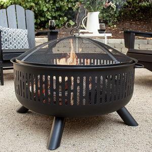 allen + roth 31.5-in W Steel Round Portable Wood-Burning Fire Pit