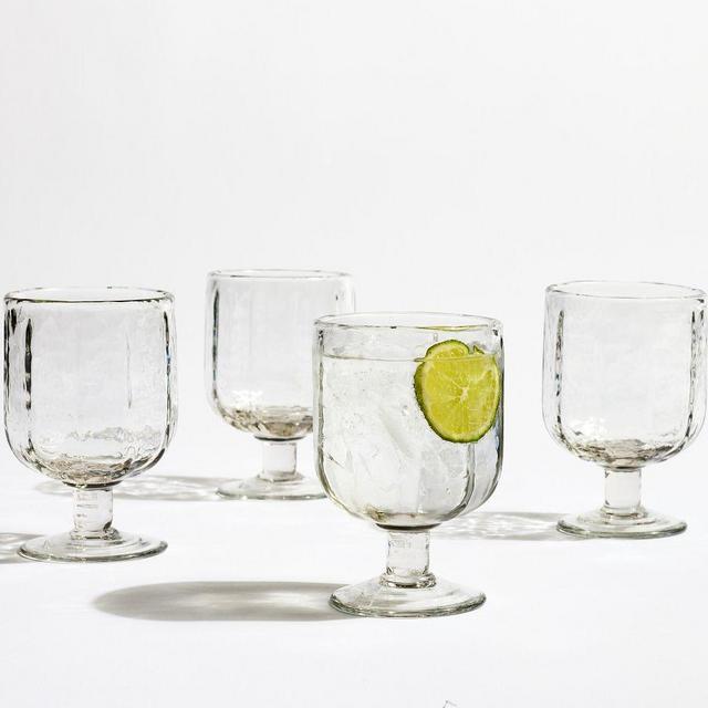 Hammered Café Glass Goblets, Set of 4