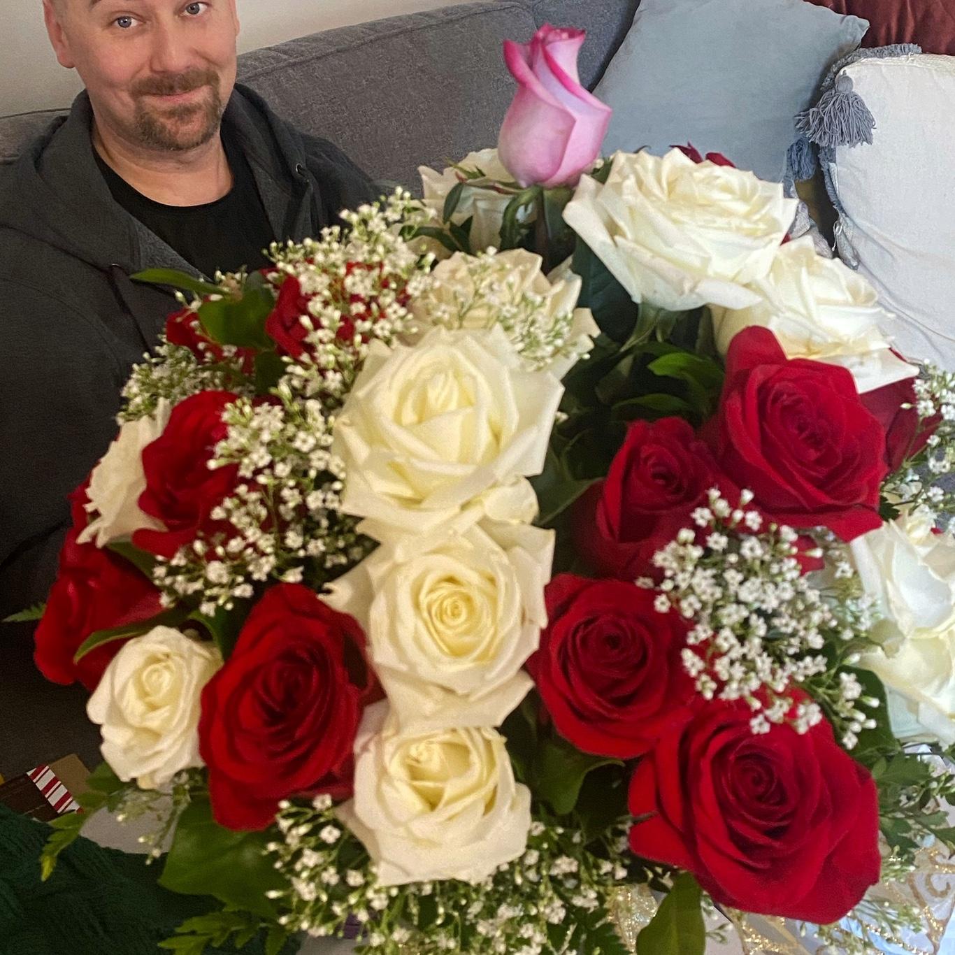 The flowers Brendon proposed with. 41 roses, one for every year of my life with a promise to make all the rest of my years better than the previous ones.