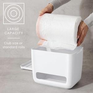 YouCopia SinkSuite Trash Bag Dispenser, Standing Garbage Bag Organizer with Removable Lid and Cradle for Storage, Speckled White