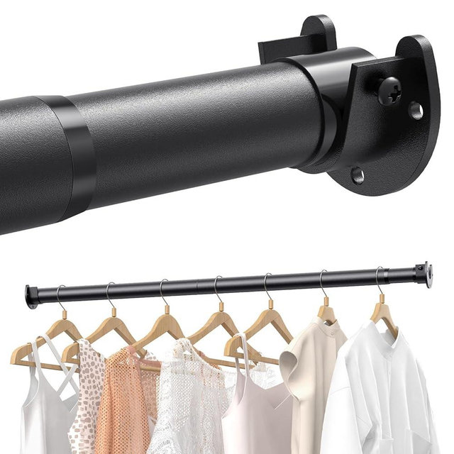 Closet Rods for Hanging Clothes, 17 to 84 Inches Stepless Adjustable Metal Closet Rod, 1.3 Inches Heavy Duty Clothes Hanging Rod for Closet Wardrobes Laundry RV
