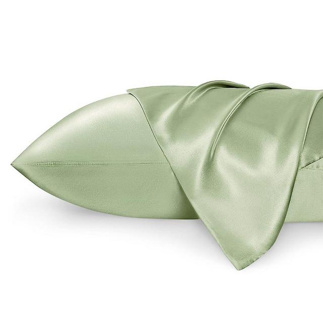 Bedsure King Size Satin Pillowcase Set of 2 - Laurel Green Silk Pillow Cases for Hair and Skin 20x36 Inches, Satin Pillow Covers 2 Pack with Envelope Closure, Gifts for Women Men