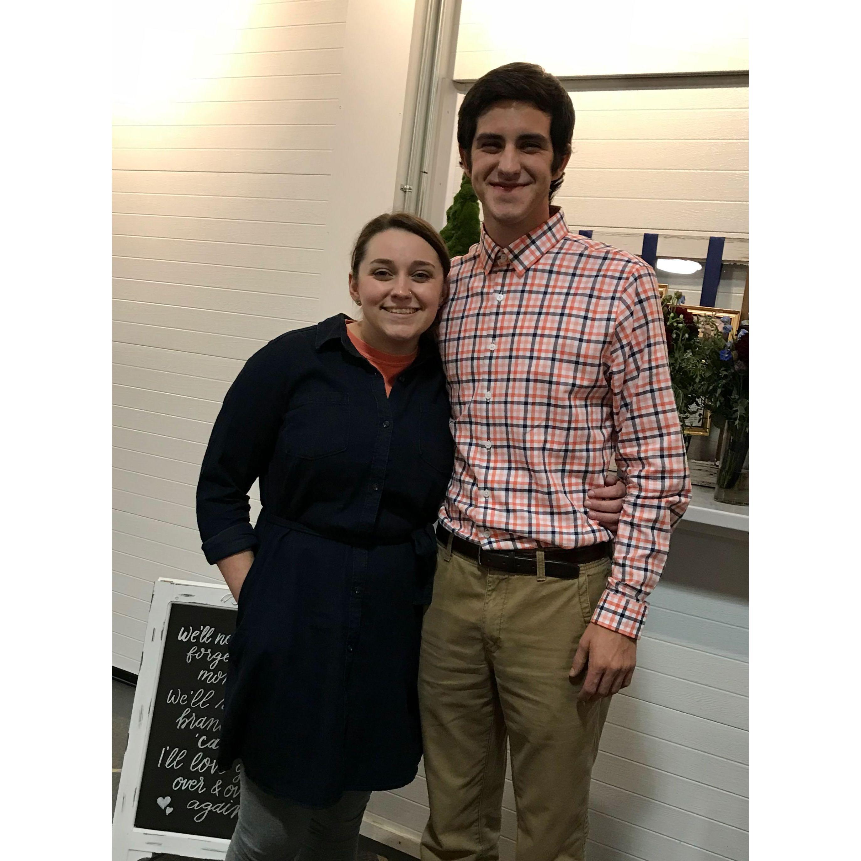 At Josh and Maddo's wedding 10 days before we started dating.