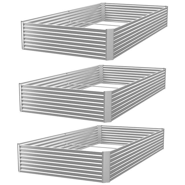 CATMANOR 3 Pack Galvanized Raised Garden Bed Outdoor,Metal Garden Bed for Vegetables,Above Ground Garden Box for Flower,Steel Raised Beds for Gardening-36x18 inch