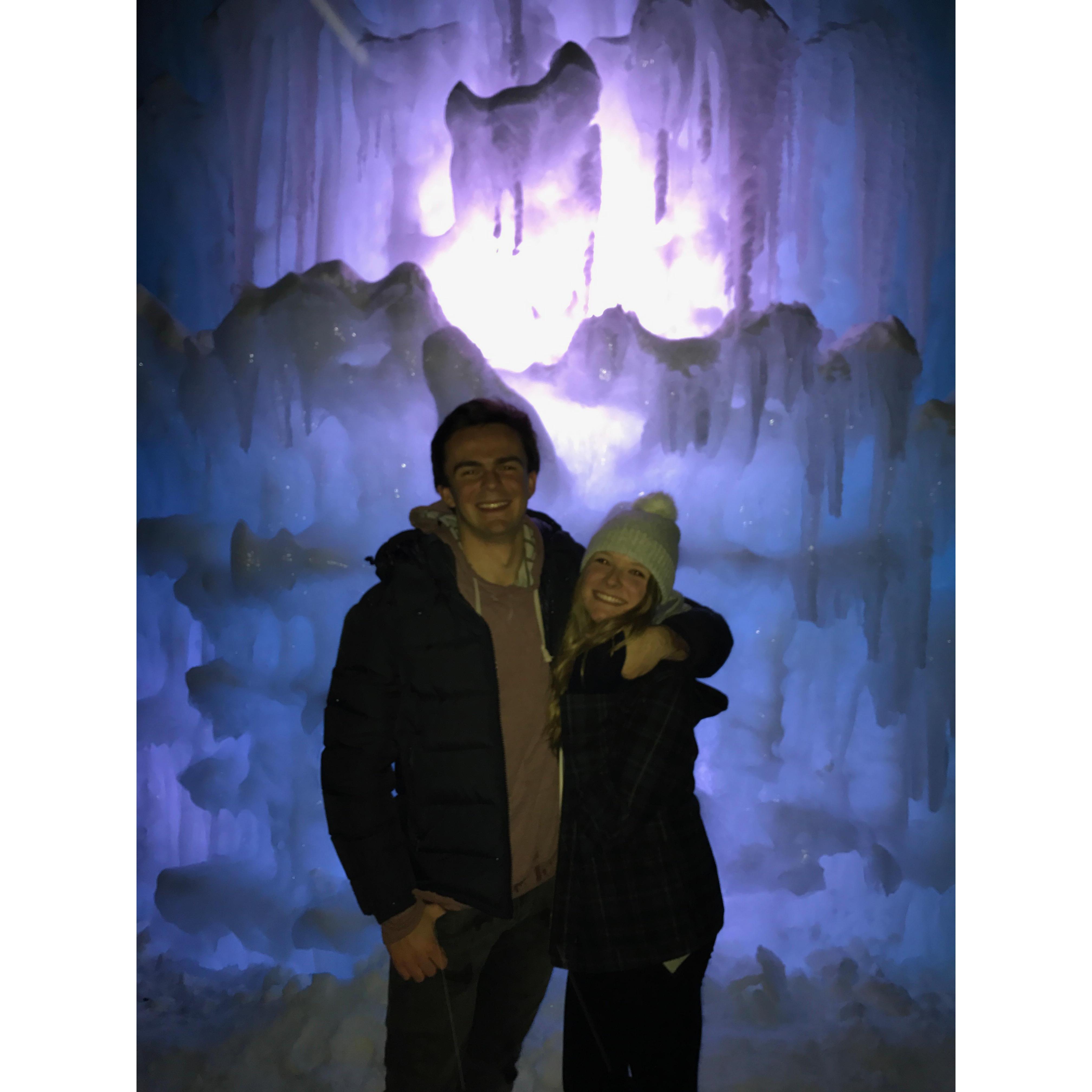 Just a couple days after we became official we went to the Midway Ice Castles with our friends!