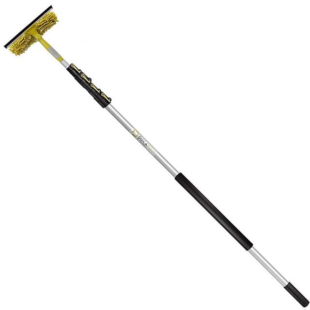 DocaPole 30 ft Reach Window Washing Kit with 6 to 24 ft Telescoping Extension Pole, Window Squeegee with Scrubber Combo