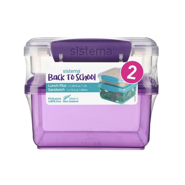 Sistema Klip IT Lunch Plus with Sandwich Food Storage Set, 2-Pack