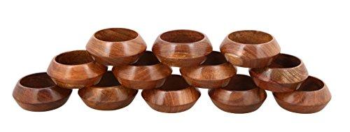 ShalinIndia Artisan Crafted Dinner Table Decorations Wooden Napkin Rings Set of 12 for Wedding Party - Napkin Holders