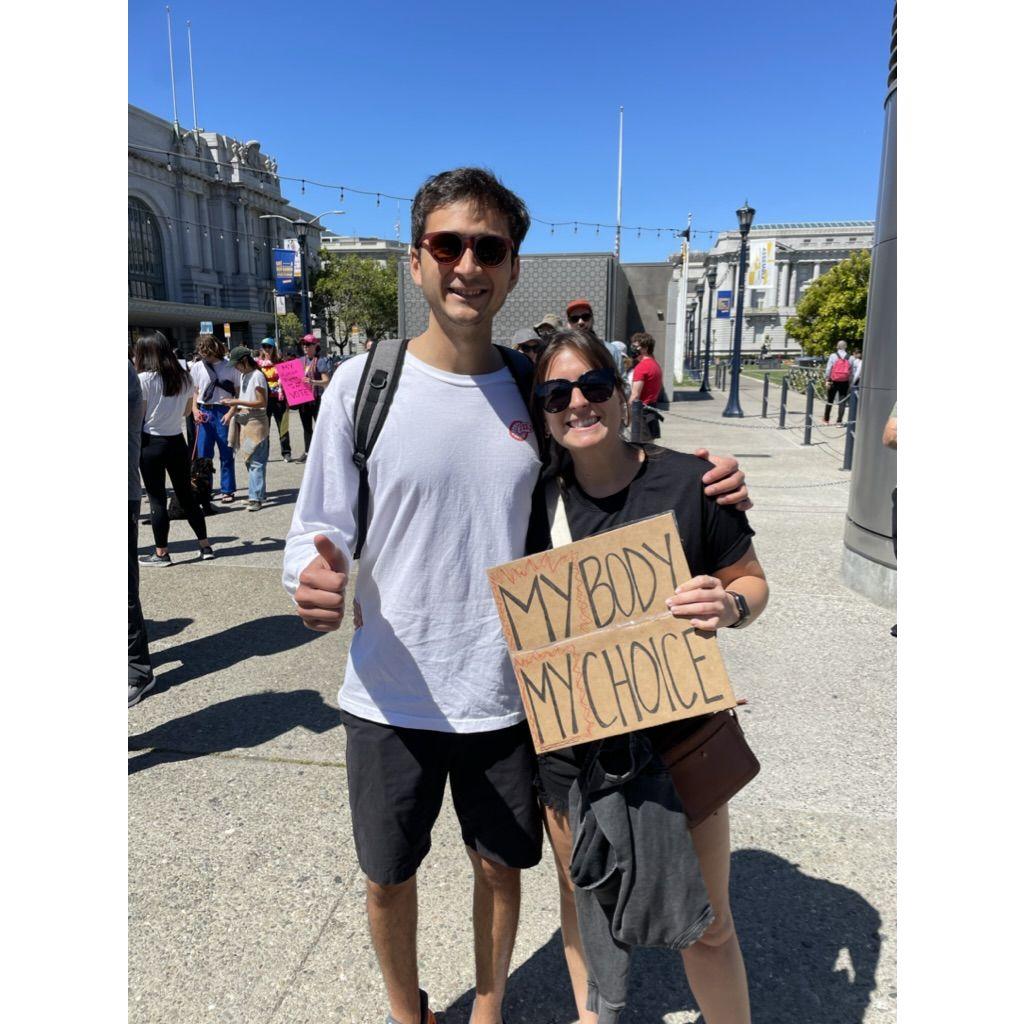 Sergio supporting women's rights with Kristen in SF!