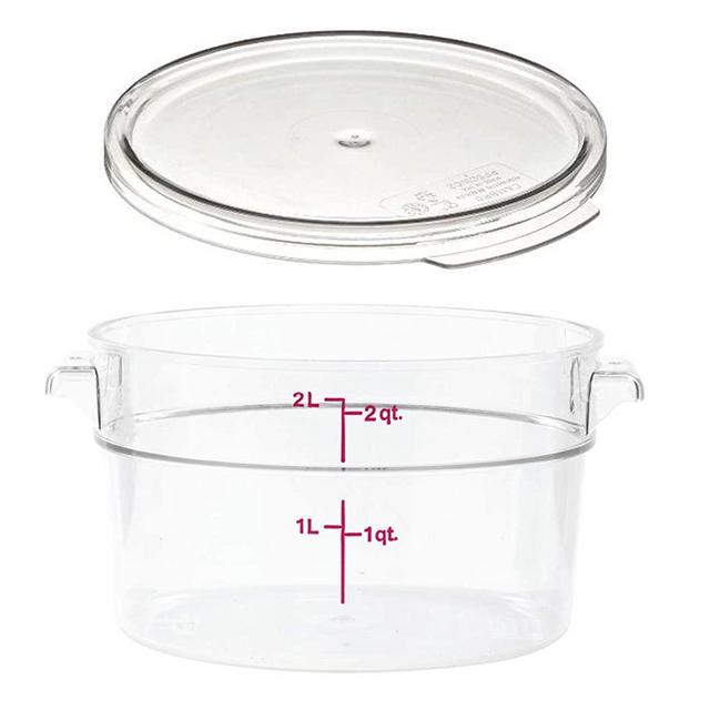 Cambro RFSCW2135 Camwear 2-Quart Clear Round Food Storage Container with Cambro RFSCWC2135 Clear Round Lid