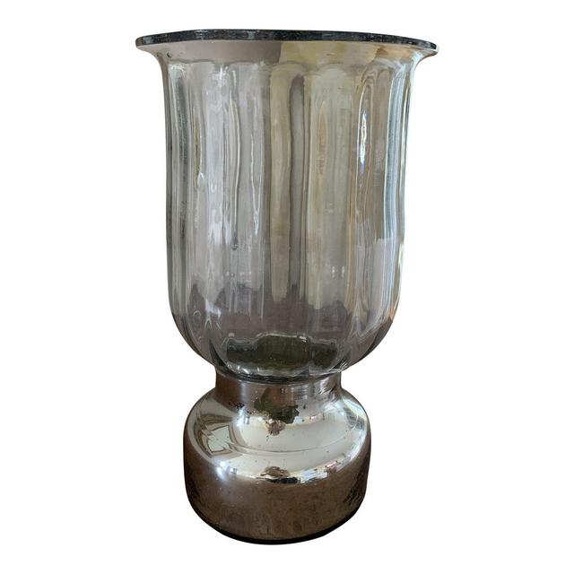 Mercury Glass and Glass Hurricane Candle Holder