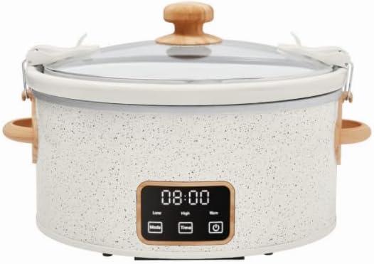 Pioneerr Womann 6 Quart Digital Slow Cooker with Locking Lid (Linen Speckle)