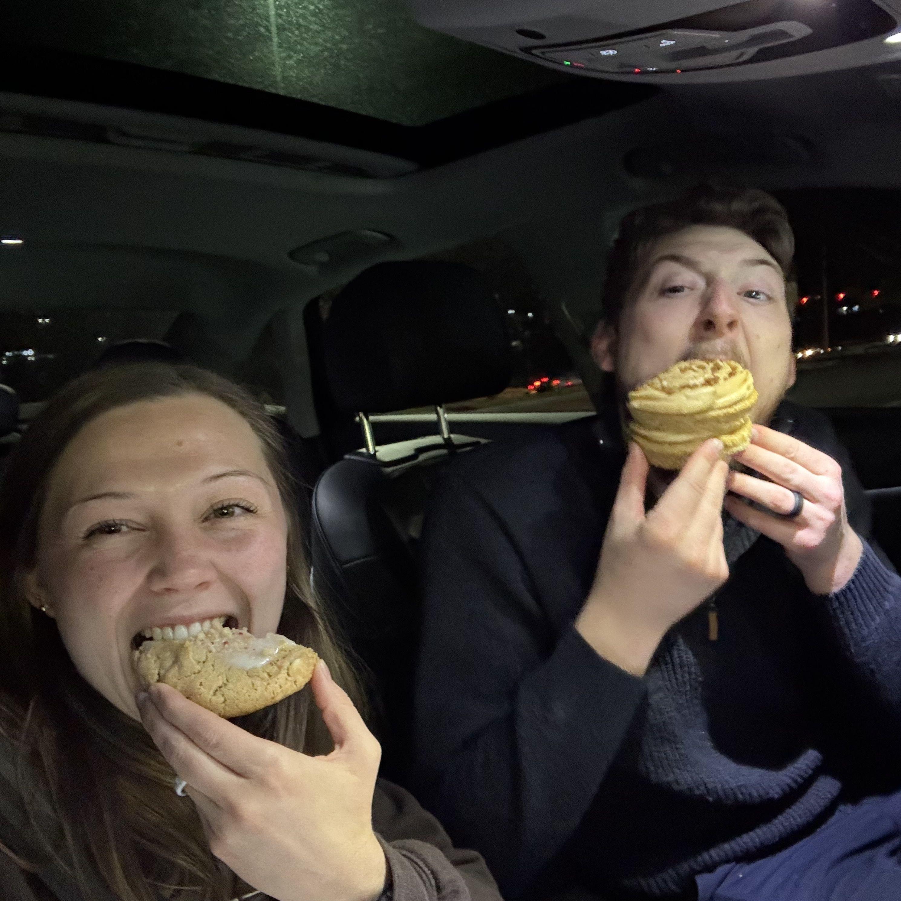 Late night snack run to crumbl!