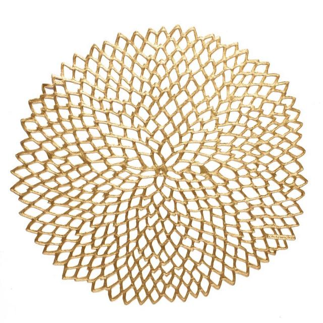 Chilewich Dahlia Round Placemats, Set of 4, Brass