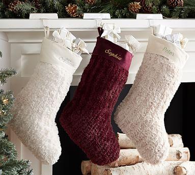 Personalized Faux Fur Knit Stockings