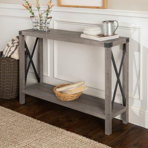 Modern Farmhouse Console Table, Rustic Oak