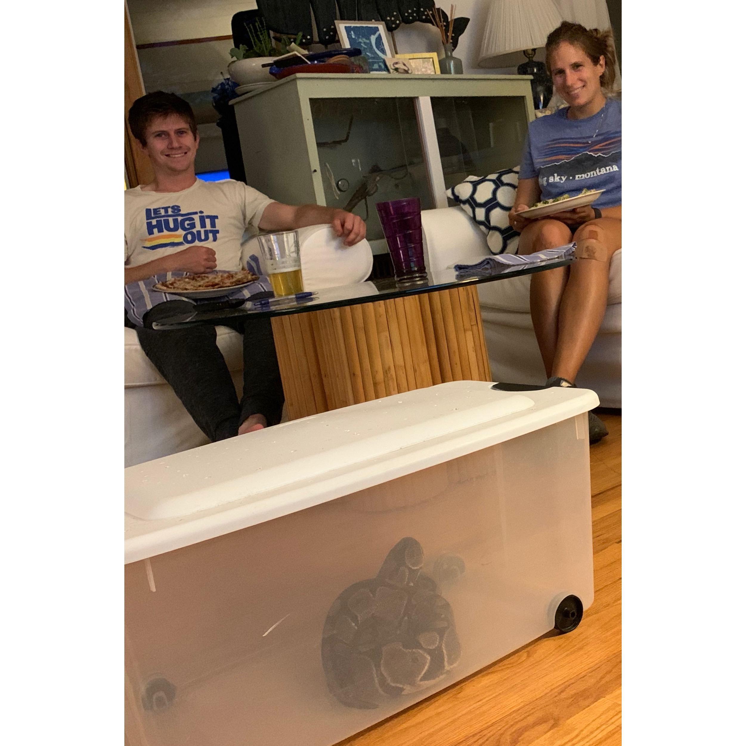 Eating dinner as a family! (Dave and I are not also eating rats)