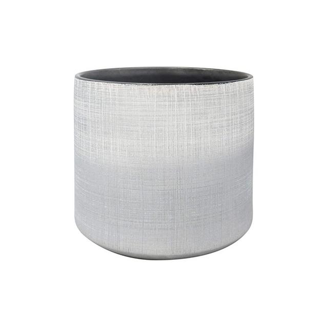 Rivet Rustic Crosshatch Indoor Outdoor Flower Plant Pot, 7.9"H, Silver