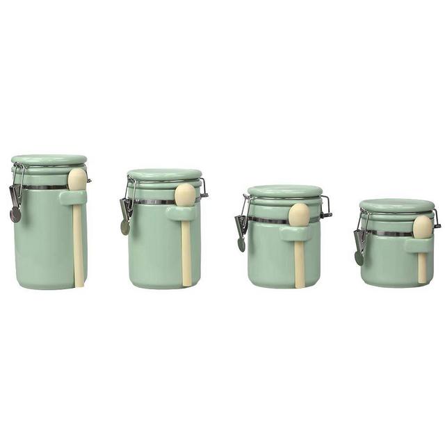 Home Basics (Mint) 4PC Ceramic Canister Set W/Spoon