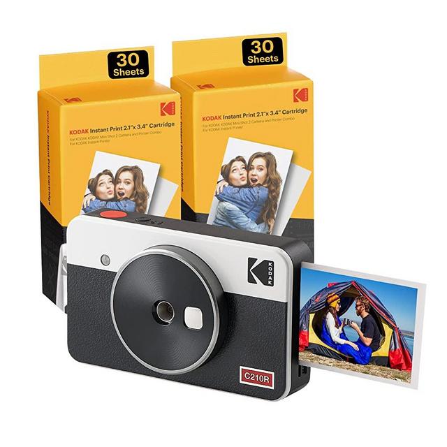 Kodak Mini Shot 2 Retro | 68-Sheet Bundle | Portable Wireless Instant Camera & Photo Printer, Compatible with iOS & Android and Bluetooth Devices, Real Photo (2.1x3.4) 4Pass Technology - White