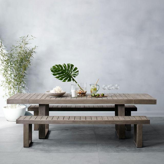 Portside Expandable Dining Table, 74.5" - 106", Weathered Gray