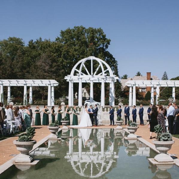 Lakeside garden wedding photo