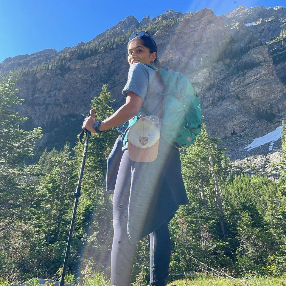 Happily hiking...somewhere in the Rockies...