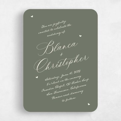 Dark Sage, Green Wedding Invitation - Estate Portrait