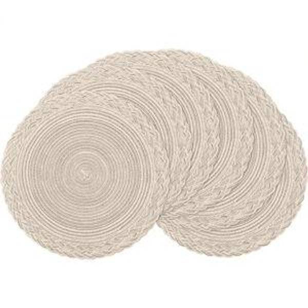 15" Round Placemats Set of 6 Cotton Woven Heat Resistant Washable Table Mat for Kitchen Din