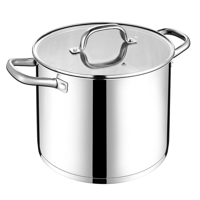 LIANYU 12 QT Stock Pot with Lid, 12 Quart Stainless Steel Large Tall Soup Pot for Cooking, Big Deep Stockpot with Visible Lid, Tri-ply Heavy Duty Stockpot for Induction, Stoves, Gas