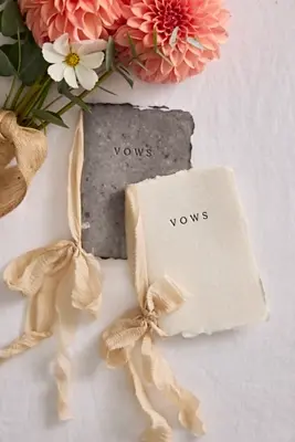 Letterpress Black + White Wedding Vow Books, Set of 2