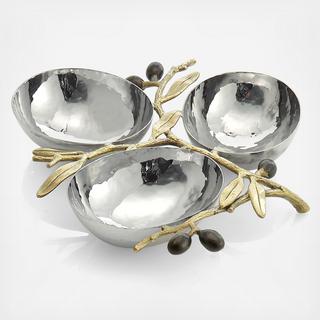 Olive Branch Triple Compartment Dish