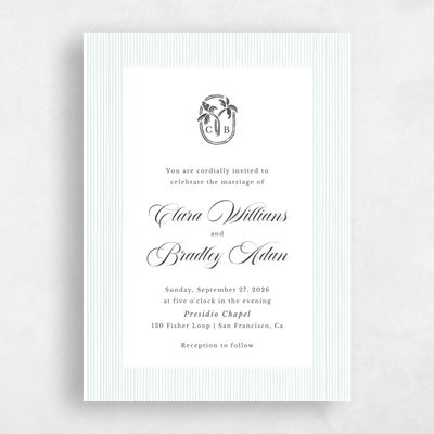 White Bordered Wedding Invitation - Seychelles Portrait