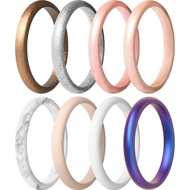 ThunderFit Women's Thin and Stackable - Silicone Rings Wedding Bands - Promise rings 2.5mm Width - 2mm Thick