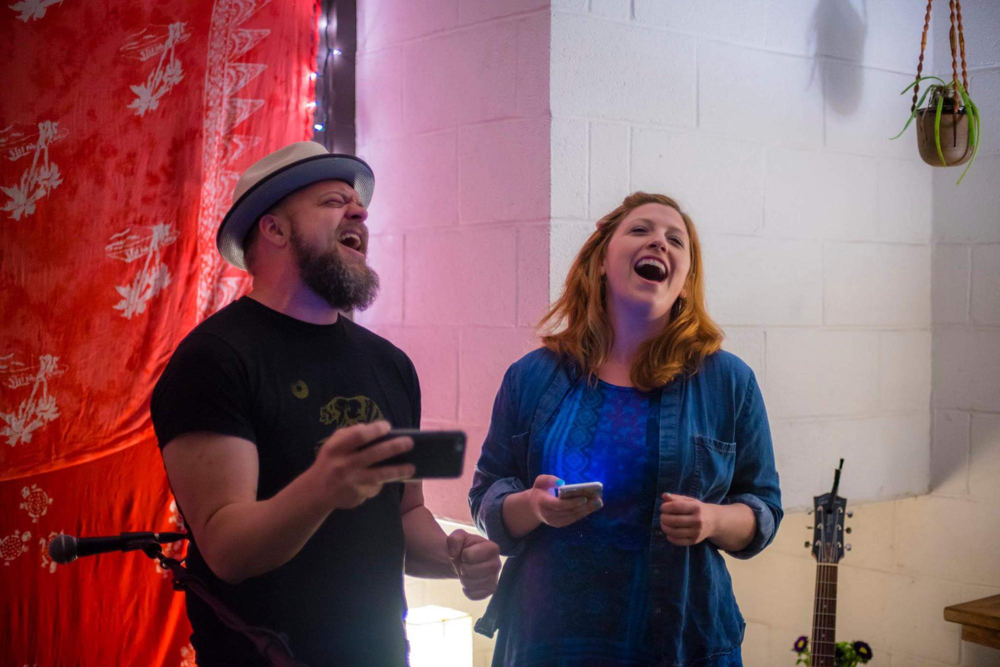 Singing "Before We Expire", a love song which Kallie wrote about two gallons of milk. As if you needed more proof that we are meant for each other.