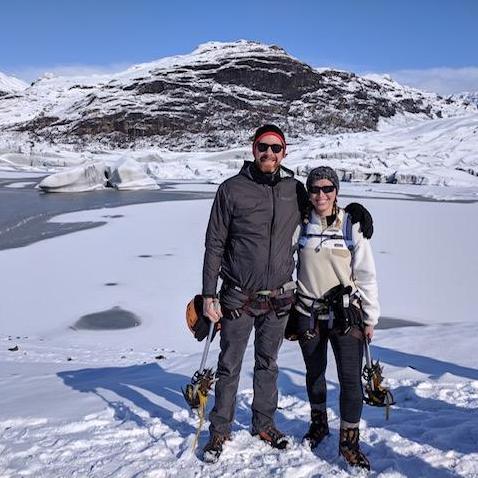 Feeling victorious after our glacier climb in Iceland.