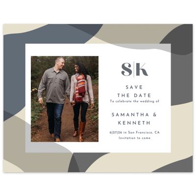 Grey Geometric Wedding Digital Save the Date - Everly Photo