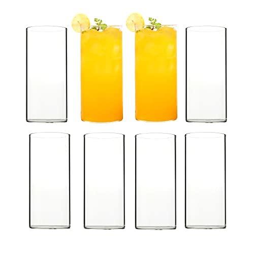 LAVAUX DESIGNS Highball Drinking Glasses Set of 8 | 16 oz Capacity | Thin And Light Borosilicate Tumblers Can Be used For Drinking Beer , Cocktail , Water ,Whiskey ,Milk, Coffee, Juices etc | (16 oz)