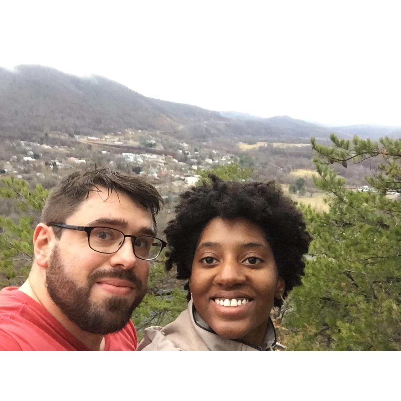 John and Nicole decided to hike a mountain in Asheville, NC during a holiday stay with Nicole's family.