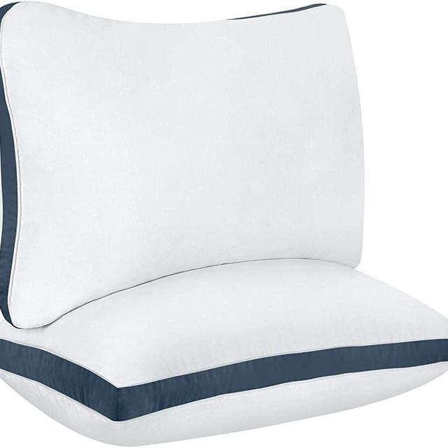 Utopia Bedding Cotton Gusseted Pillow (2-Pack) - Luxury Side Sleeper Pillows for Sleeping - Bed Pillows Queen (18 x 26 inches) - Navy