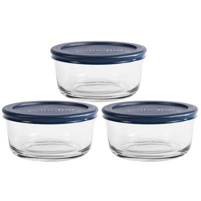 Anchor 2 Cup 3pk Round Containers with Blue Lids