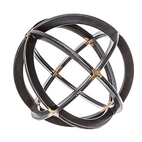 Medium Black & Gold Iron Band Decorative Sphere