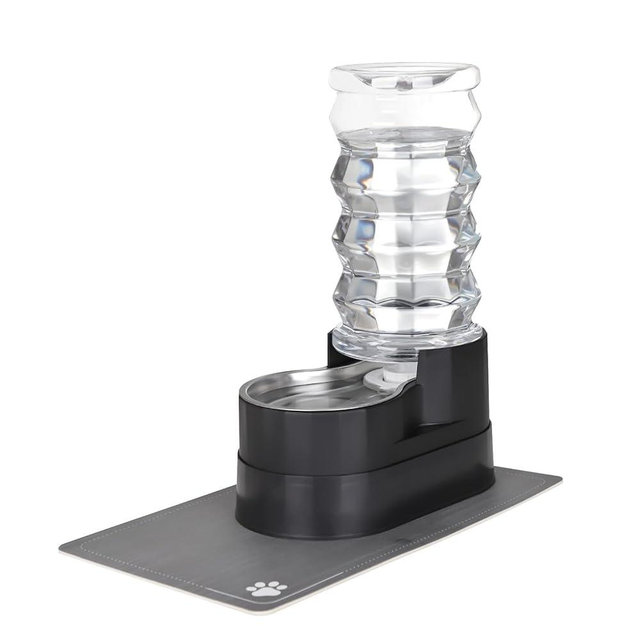RIZZARI 8L Raised Automatic Pet Waterer, Gravity fed Stainless Steel Waterer, 100% BPA Free, Large Capacity Feeder for Cats and Medium to Large Dogs (Black,8L)