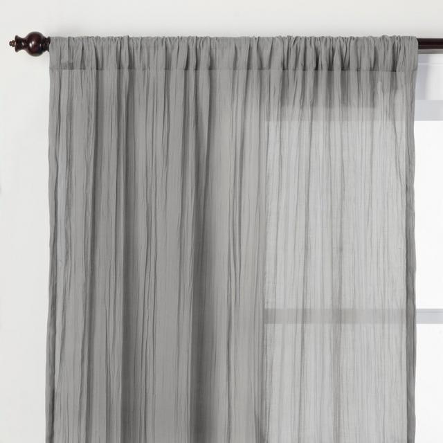 84" Crushed Sheer Curtain Panel Gray - Opalhouse™