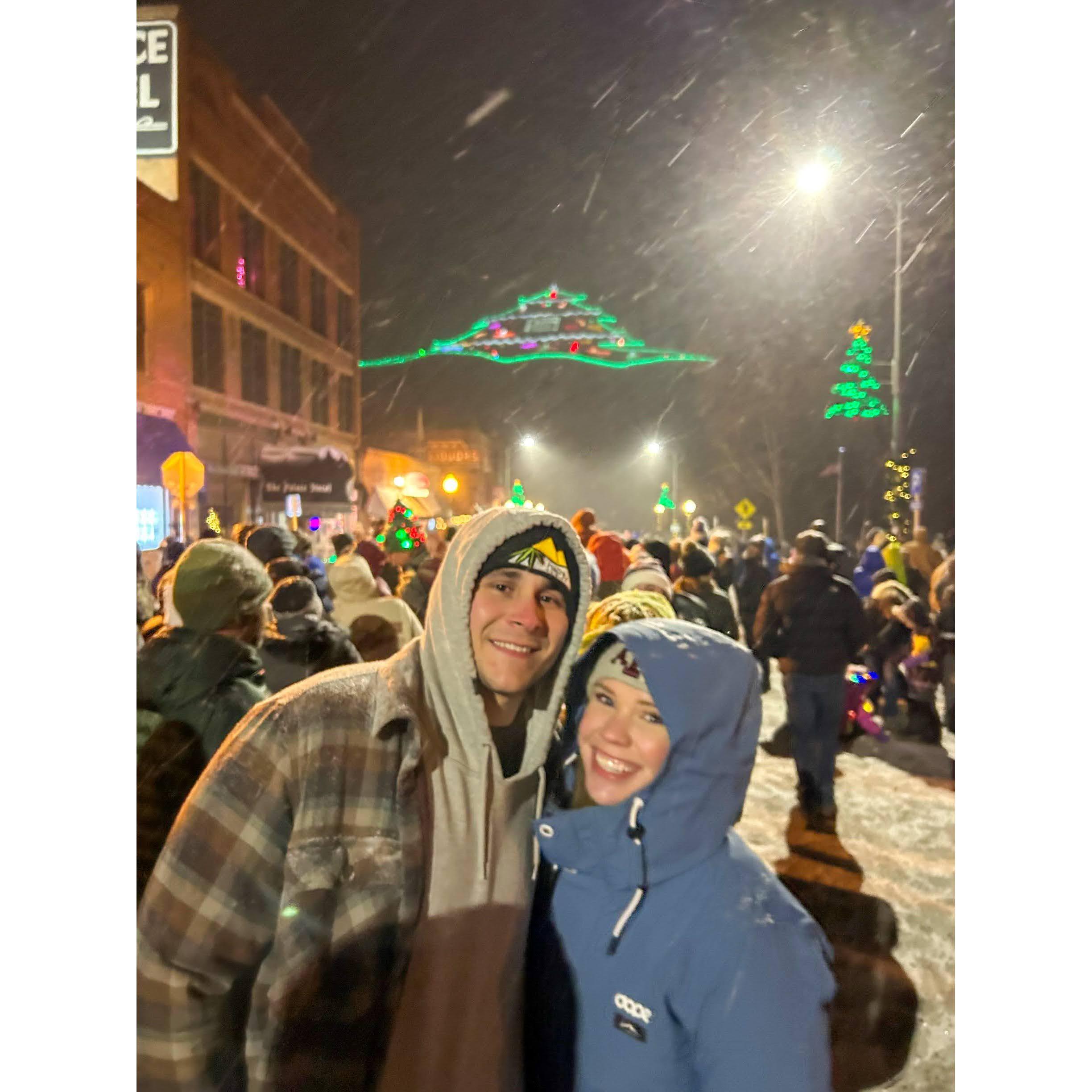 11/24/23 | Christmas parade in Salida to light the tree on S mountain! It was freezing cold but it was a great way to get in the holiday spirit. And I'm 90% sure CJ had a flask of whiskey to keep us warm.
