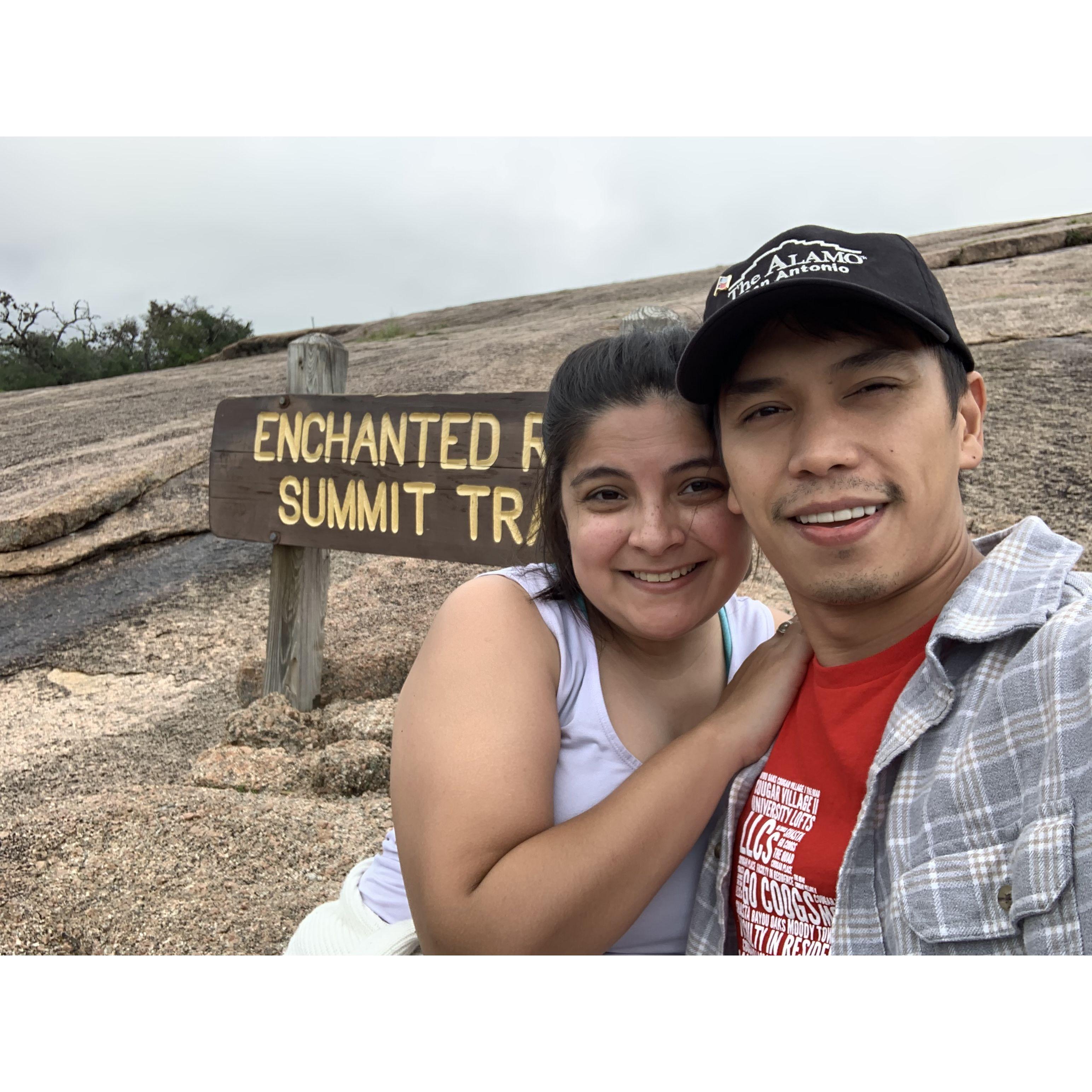 Here we are hiking Enchanted Rock in Austin, TX (Stephanie found the hike to be very difficult)