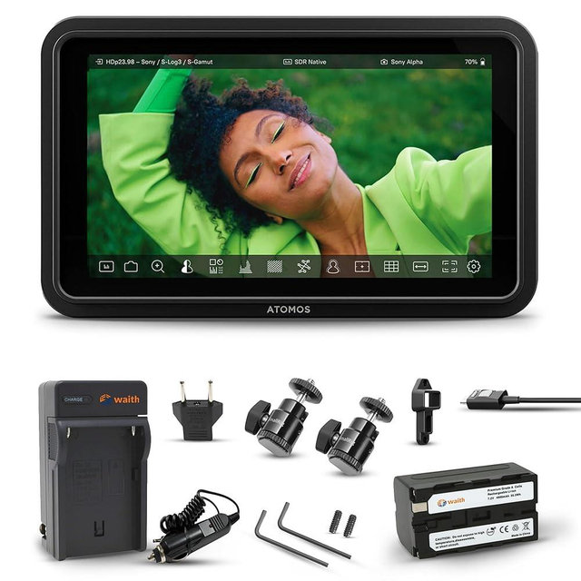 Atomos Shinobi II 5.2" HDMI Camera Monitor with HDR Touchscreen Display | Lightweight Monitor for Photography with Battery, Charger and Camera Hot Shoe Mount Advanced Bundle Set